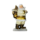 Figura decorativa de Papa Noel de 24 cm con saco de regalos en color blanco y dorado